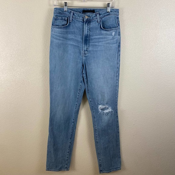 J.Brand 1212 Runway High-Rise Distressed Medium Wash Straight Jean - Picture 5 of 11